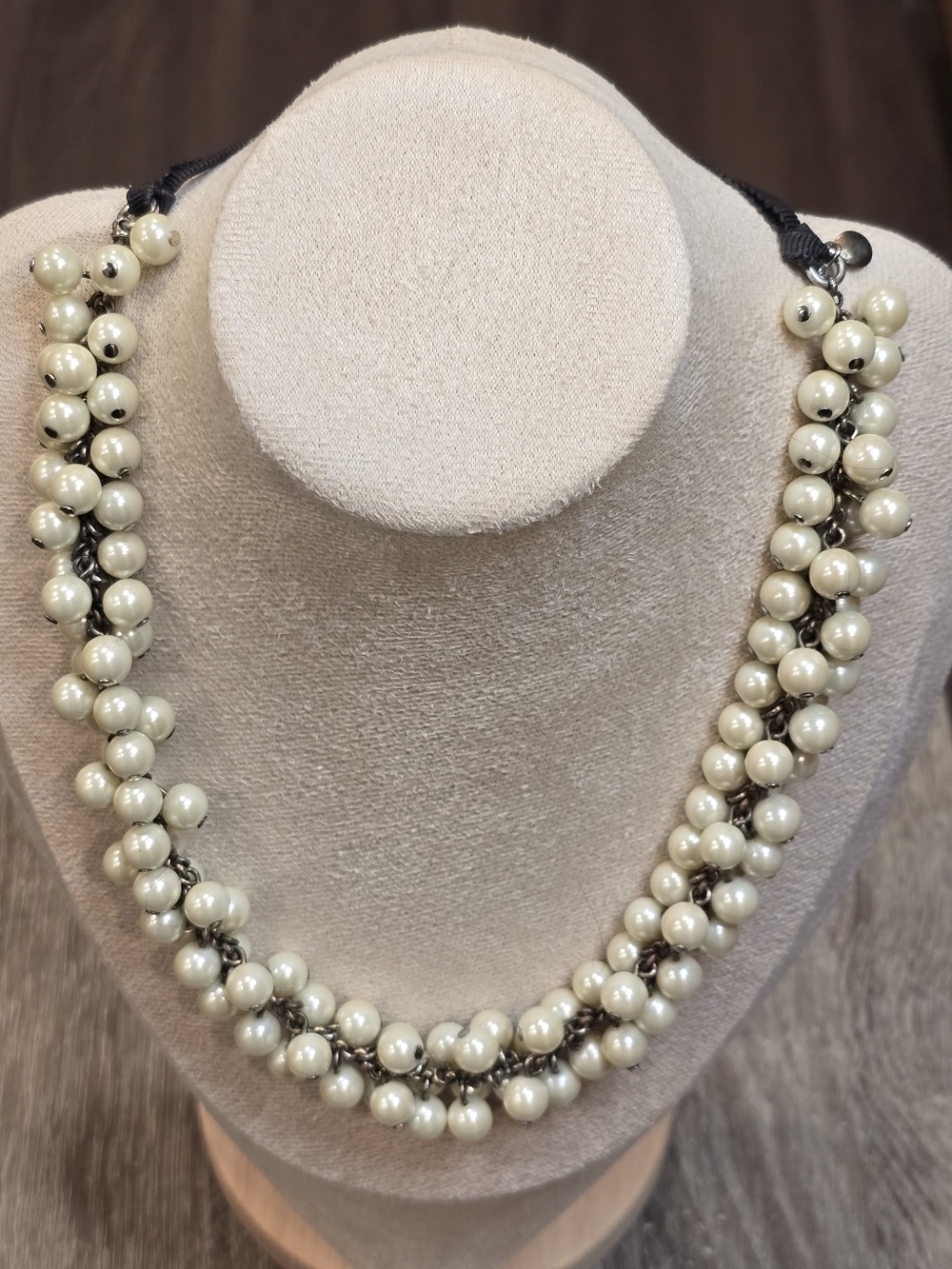 J. Crew Ivory Pearl Cluster Ribbon-Tie Necklace